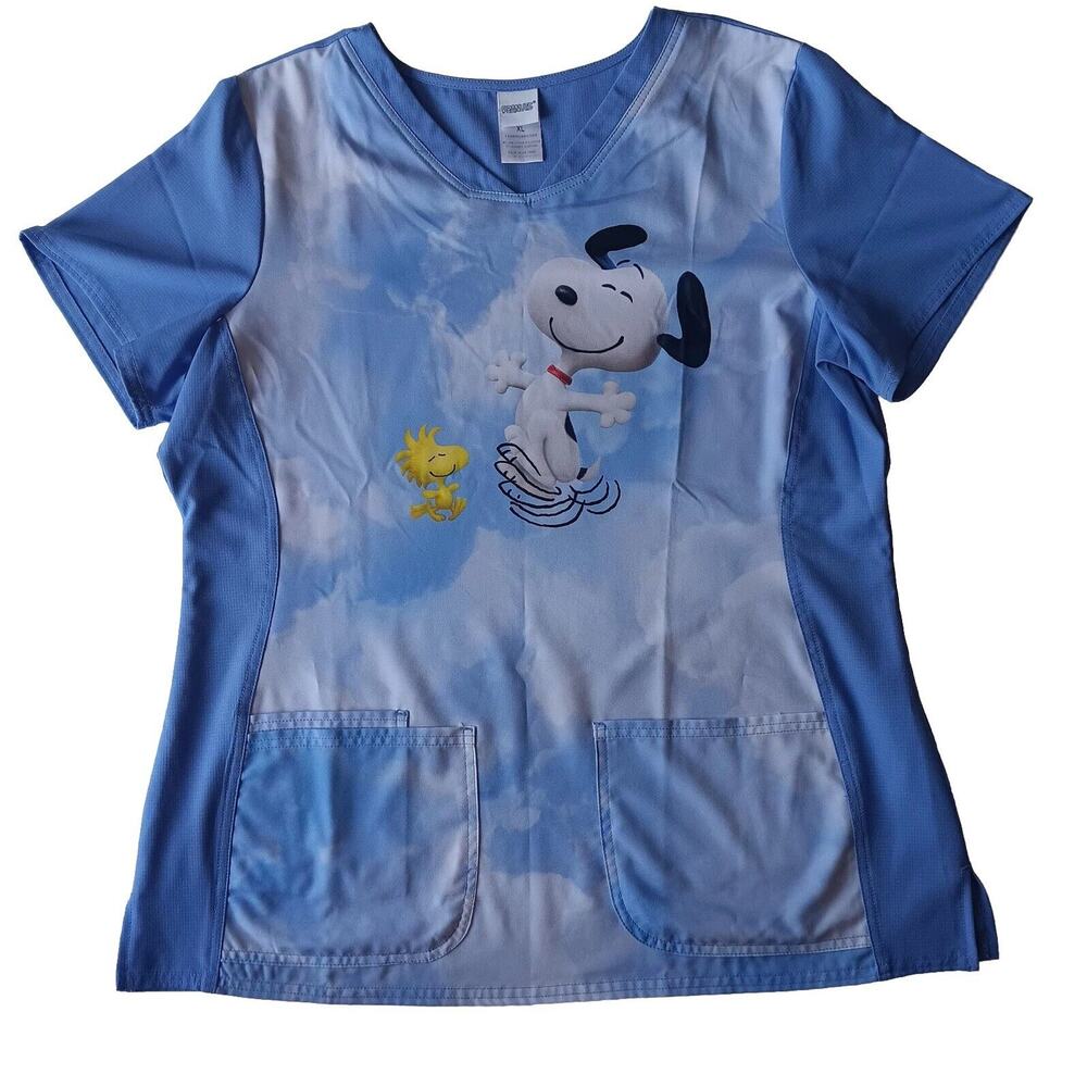 Peanuts Blue Snoopy & Woodstock Nurse Scrub Top